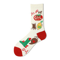 Vente en gros de chaussettes décontractées en coton de qualité supérieure personnalisées Funny Cute Fruit Food Animal Printed Respirant Autumn Season Bulk Cartoon Bottom