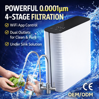 Système de filtration d'eau par osmose inverse Menred, purificateur RO intelligent à double sortie 800 GPD avec application WiFi, filtration en 4 étapes 0,0001 μm