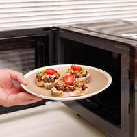 Service de table rustique en grès de 16 pièces, couleur mocha blanc cassé, assiettes, bols, tasses, compatible micro-ondes et lave-vaisselle, pour la salle à manger à domicile