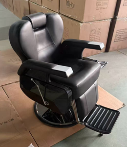 Modern Barber <b>Chair</b> Faux <b>Leather</b> <b>Reclining</b> Hydraulic Lift Adjustable Footrest Salon Furniture Commercial Use - Product Image 1