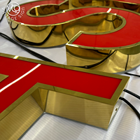 Lettres de casino 3D LED personnalisées à double éclairage avec face rouge et coque miroir dorée