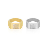 Bague de luxe pour homme en acier inoxydable doré, carrée, entièrement sertie de zircons, anti-allergique, pour usage quotidien, idéale pour les fêtes et les danses