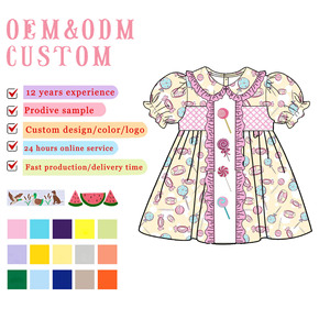 Smocked Cô Gái Quần Áo hai mảnh tùy chỉnh dễ thương in dâu thêu trẻ em Đồ ngủ smocking Toddler Cô Gái Bộ - Product Image 3