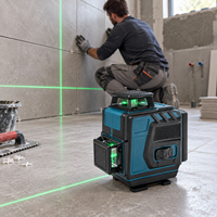 Niveau laser industriel 4D à 16 lignes, faisceau vert, auto-nivelant, batterie lithium grande capacité pour le carrelage mural, au sol et au plafond