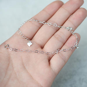 Bracelet en argent S925 simple en forme de cœur, 5-9 perles, accessoires de bijoux DIY pour femmes, chaînes fines, colliers, plateau vide - Product Image 4