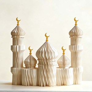 Decorazioni Personalizzate per Eid Mubarak e Ramadan, Ornamenti a Forma di Stella e Luna, Foto Islamica 3D Fatta a Mano in Carta a Nido d'Ape per Interni - Product Image 6
