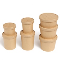 Gobelets en papier kraft jetables écologiques de 8 à 32 oz pour soupes et bouillies, avec couvercles en papier et plastique, revêtement PE