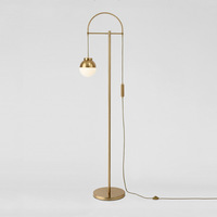 Lampe sur pied LED Seeky Arch en métal doré, abat-jour en verre globe moderne avec interrupteur à cordon pour la décoration intérieure