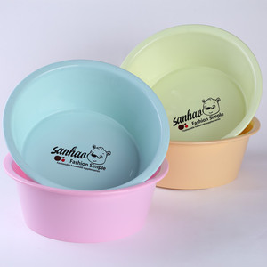 Sanhao Plastic <b>Basin</b> <b>Round</b> Solid Color Household Wash <b>Basin</b> With Logo Printing - Product Image 1