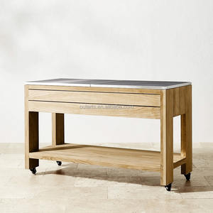 Furnitur komersial Poolside kabinet Bar troli keranjang luar ruangan dengan wastafel dan menarik troli dapur - Product Image 5