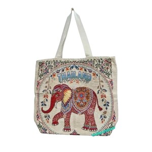 กระเป๋าผ้าทอมือรูปช้างไทย กระเป๋าสะพายไหล่ผ้าทอพร้อมซิป ของที่ระลึกจากประเทศไทย - Product Image 4