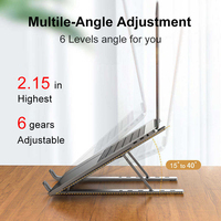 Support portable pliable pour ordinateur portable et tablette, réglable, en alliage d'aluminium, pour utilisation allongée