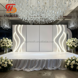 Arche de mariage en PVC avec fond en acrylique blanc en forme de S, éclairage LED de luxe, pour événements et fêtes - Product Image 1
