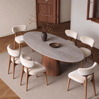 Table à manger ovale moderne du milieu du siècle de 79 pouces, ensemble de chaises de salle à manger, meubles de salle à manger de style français