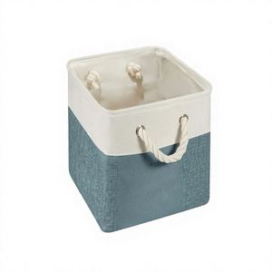 6 Pack <b>Cube</b> <b>Storage</b> Bins Imitation Linen Polyester with Sturdy Rope Handles Morandi Two Tone Color for Shelf Organizer - Product Image 4