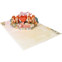 Carte de voeux 3D stéréoscopique pour la fête des mères, carte de sculpture en papier joyeux anniversaire, petite carte de bénédiction