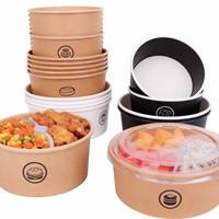 Mangkuk dan Gelas Kertas Berlapis Aluminium Cetak Khusus untuk Salad, Nasi, dan Makanan Bawa Pulang