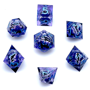 Venta Directa de Fábrica, Juego de Dados Poliédricos <span class=keywords><strong>RPG</strong></span> D4-D20 con Logotipo Personalizado, Ojos de Dragón, Bordes Afilados, Material de Resina para Juegos de D&D - Product Image 4