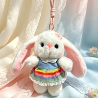 Porte-clés en peluche lapin aux oreilles tombantes mignon et adorable - Cadeau d'anniversaire créatif et breloque de sac décorative aux longues oreilles