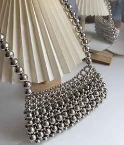 Exquisite Designer Handgefertigte Offene <span class=keywords><strong>Sumka</strong></span> s Biserom Silberne Perlenbesetzte Clutch Abendtasche für Partys Hochzeiten 2025 Kleidungs-Accessoire - Product Image 4