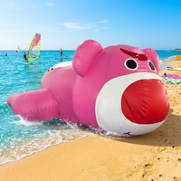 Bateau gonflable commercial en PVC de 0,9 mm, motif ours rose, tractable, pour sports nautiques - Grande Vente