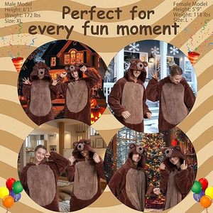 Pijamas Navideños de Animales a Juego para Familia - Mameluco de Animal Tallas Grandes para Niños y Adultos, Disfraz de Felpa Cálida para Dormir en las Fiestas - Product Image 3