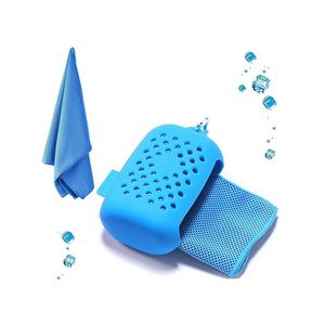 Serviette de sport rafraîchissante en soie glacée à séchage rapide avec logo personnalisé, absorbant la transpiration, pour l'été, la gym, le fitness, et foulard de cou pour l'extérieur avec sac en silicone - Product Image 1