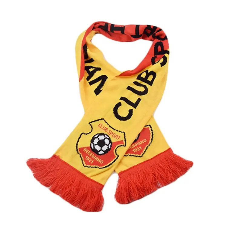 Wholesale good quality winter countries team cheering custom printed football club long knitting acrylic scarf for men