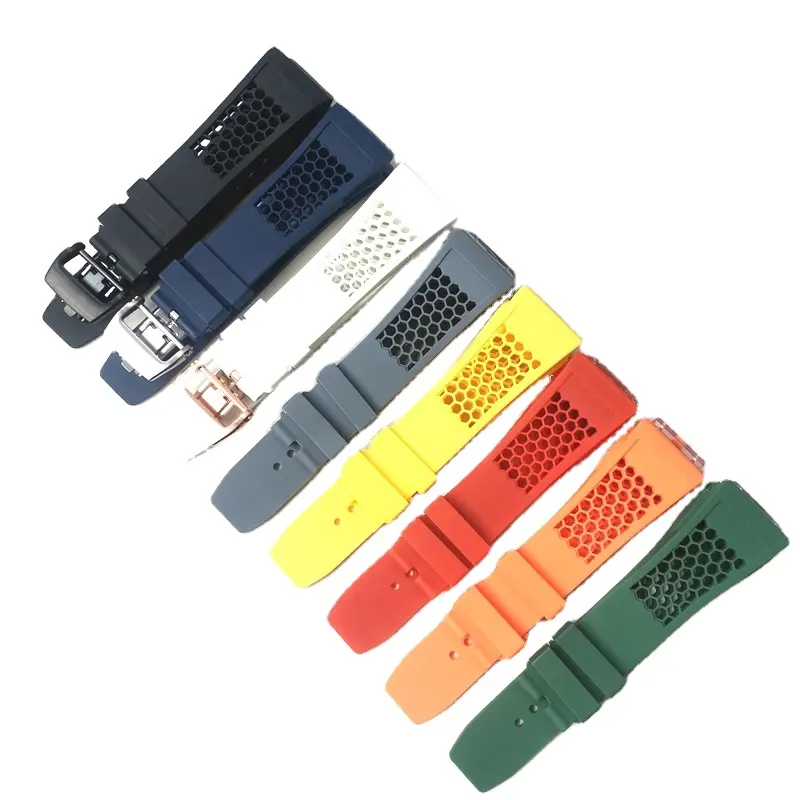 25mm breathable and soft natural silicone rubber strap for Richard Miller solid color strap