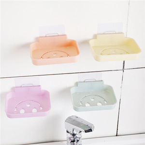 Nahe Wall Mounted Soap Dish Plastic Self Drain Rectangular Bathroom Soap Holder With Smiley Face Design - Product Image 1