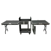 Flight case OEM 10U sur roulettes avec 2 tiroirs 2U pour consoles X32C et amplificateurs 2 DJ Tables, avec poignées externes et 4 loquets de sécurité