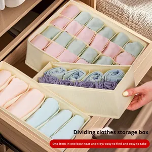 Boîte <span class=keywords><strong>de</strong></span> <span class=keywords><strong>rangement</strong></span> <span class=keywords><strong>carrée</strong></span> en tissu pour sous-vêtements et culottes avec séparateurs, design moderne pliable pour l'organisation des chaussettes dans les tiroirs domestiques - Product Image 2