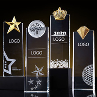 Trophée Étoile en Résine Dorée Brillante sur Socle en Cristal Noir avec Logo Gravé Individuellement – Nouveauté Très Demandée