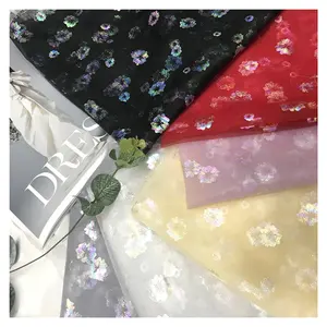 Guangzhou Super Factory Textile 2024 Tulle Fabric New Colorful Florals Foil Printed Fabric for Children