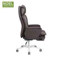 Meubles de bureau de luxe, chaises de direction confortables à dossier haut en cuir noir et brun, ensemble bureau et chaise de bureau