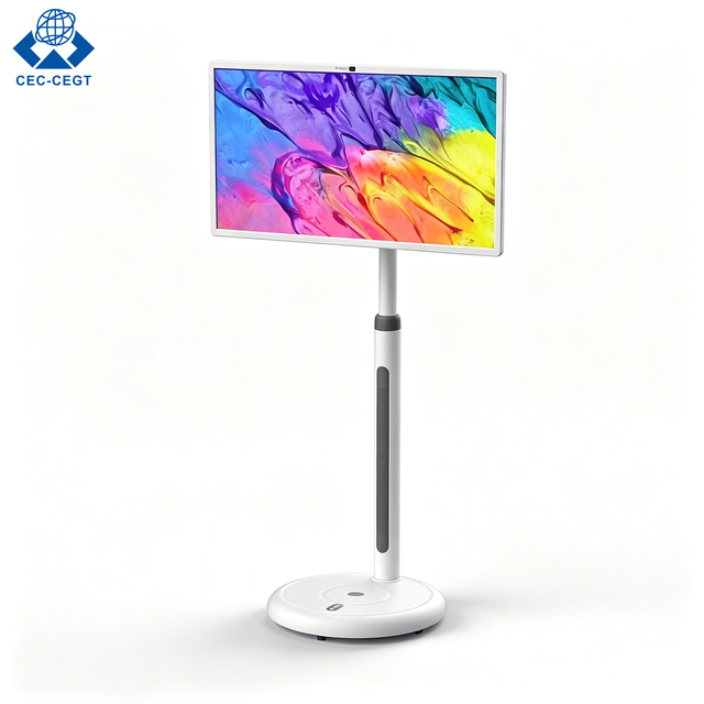 ZDHQ 32 Inch Portable Smart TV Smart Screen with Capacitive Touch Screen Movable Stand and Battery