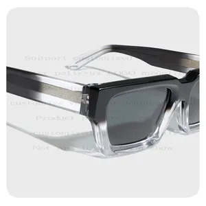 새로운 하이 엔드 gafas de sol para hombre 베벨 디자인 두꺼운 아세테이트 안경 블랙 및 클리어 남성 럭셔리 커스텀