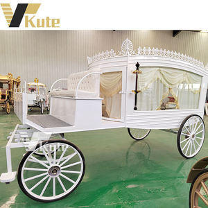 Carruage funéraire royal noir à chevaux, style européen - Product Image 2