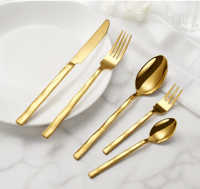 Ensemble de couverts en acier inoxydable doré 5 pièces, manche torsadé, finition miroir, fourchette, couteau, cuillère pour mariage, vente en gros