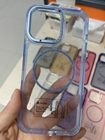 Coques magnétiques transparentes de luxe en acrylique antichoc avec paillettes roses pour iPhone 16 Plus et 15 Pro Max, personnalisables avec logo