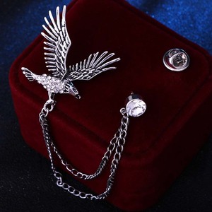Moda Vintage Homens blazer Animal Águia Broche Jóias Decorativas Diy Strass Asa Terno Corsage Lapela Pin Broches Com Corrente - Product Image 6