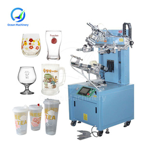 Customized Cylindrical Plastic Baby Wine Glass Bottle Paper Cup Container Screen Printing Machine