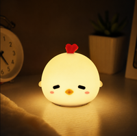 Veilleuse LED en plastique en forme de poussin, lampe RGB rechargeable, contrôle tactile, Type-C, jouet lumineux animal souple, pour chambre à coucher