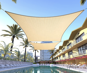 10 x13ft Beige rettangolo parasole vela baldacchino tessuto a rete blocco UV - Product Image 6