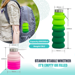 Professional OEM/ODM 500ml Silicone Foldable <b>Water</b> <b>Bottle</b> Food-Grade Reusable Silicone Drinking Cup Silicone Collapsible <b>Bottle</b> - Product Image 4