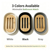 Support à Savon en Gros en Bambou avec Insert, Assiette à Savon Biodégradable en Amidon de Maïs, Porte-Savon Personnalisé avec Logo pour Hôtels et Commodités Hôtelières