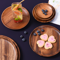 Assiettes jetables modernes en bois d'acacia écologiques, rondes, pour burgers, pour restaurants et fêtes, en lots, différentes tailles