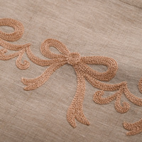 Parure de lit 4 pièces en lin de luxe léger, motif brodé en tissu éponge, lin français, suite de literie à broderie lourde