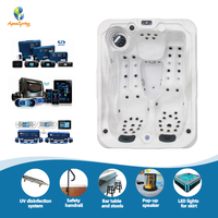 Jacuzzi professionnel en acrylique Balboa pour jardin familial, spa extérieur 3 personnes, 60 jets, spa hydrothérapie encastré, bain à remous