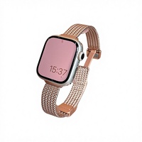 Montre connectée de luxe respirante en acier inoxydable magnétique de 49 mm avec écouteur pour IWatch SE 10 Ultra, modèle pour femmes